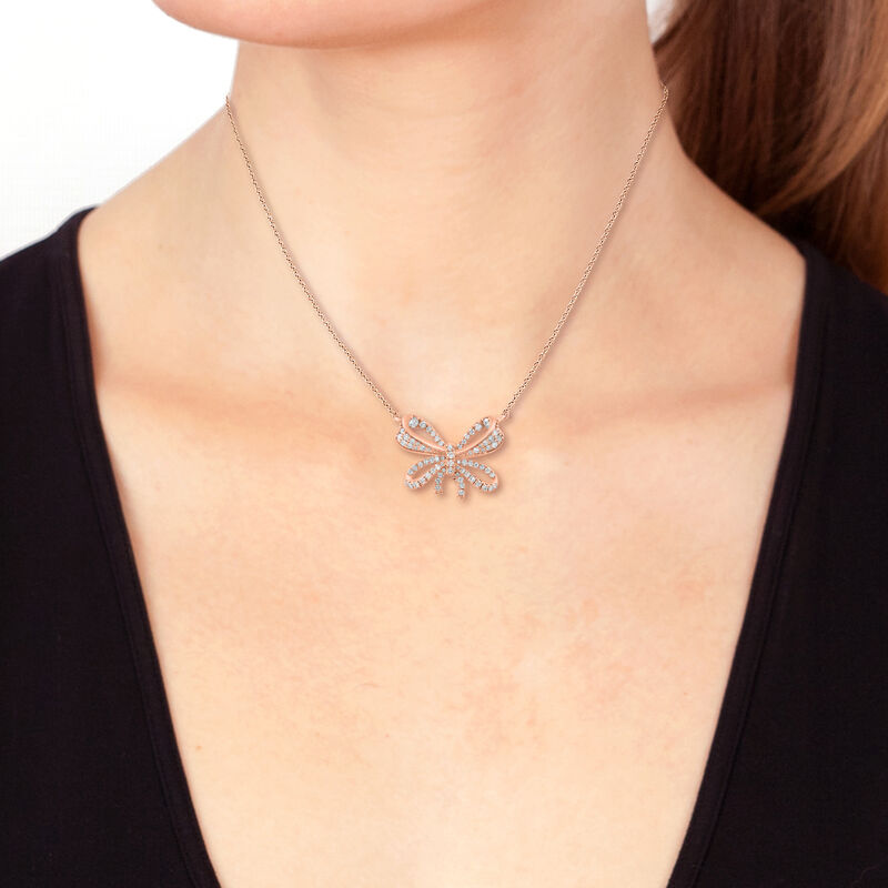 EFFY Diamond Bow Pendant in 14k Rose Gold image number null